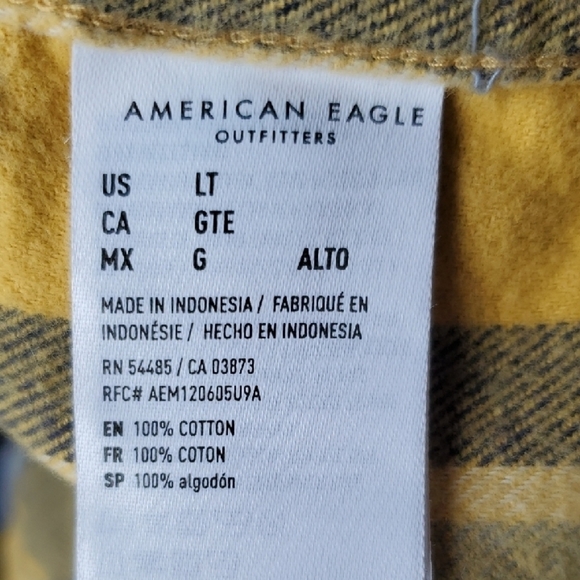 American Eagle Outfitters Yellow and Blue Plaid Casual Button Down Shirt - Picture 3 of 10
